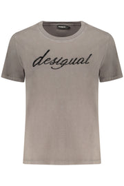 T-SHIRT EM ALGODÃO DESIGUAL MULHER CINZENTA