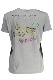 T-SHIRT EM ALGODÃO DESIGUAL MULHER CINZENTA