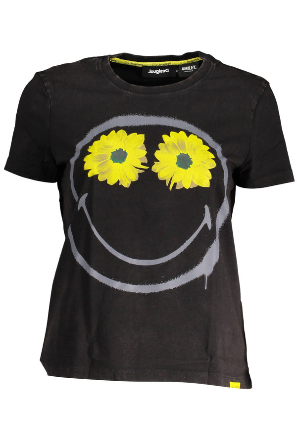 T-SHIRT MANGA CURTA MULHER NEGRA DESIGUAL