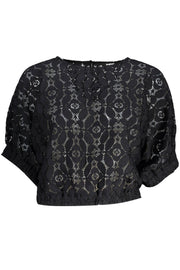 T-SHIRT COM LOGÓTIPO DESIGUAL MULHER PRETA