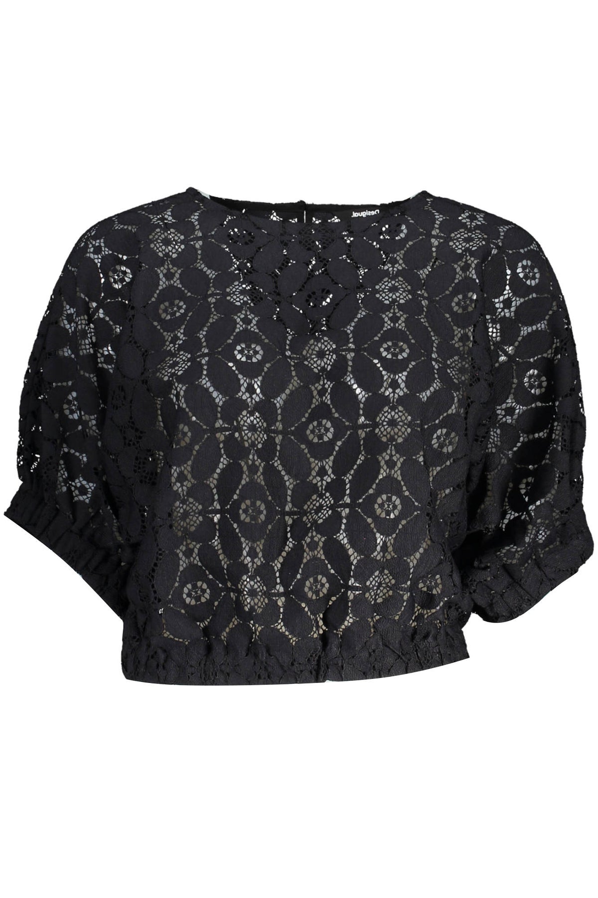 T-SHIRT COM LOGÓTIPO DESIGUAL MULHER PRETA