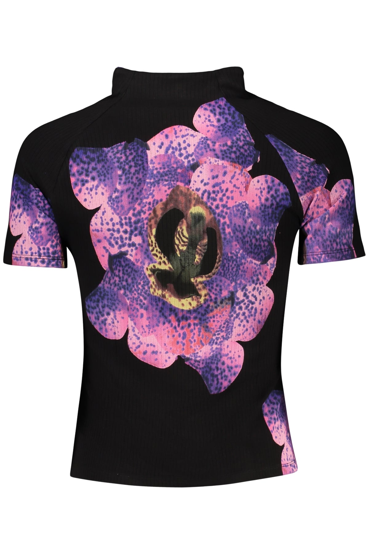 T-SHIRT COM ESTAMPADO DESIGUAL MULHER PRETA