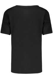 T-SHIRT EM ALGODÃO DESIGUAL MULHER PRETA