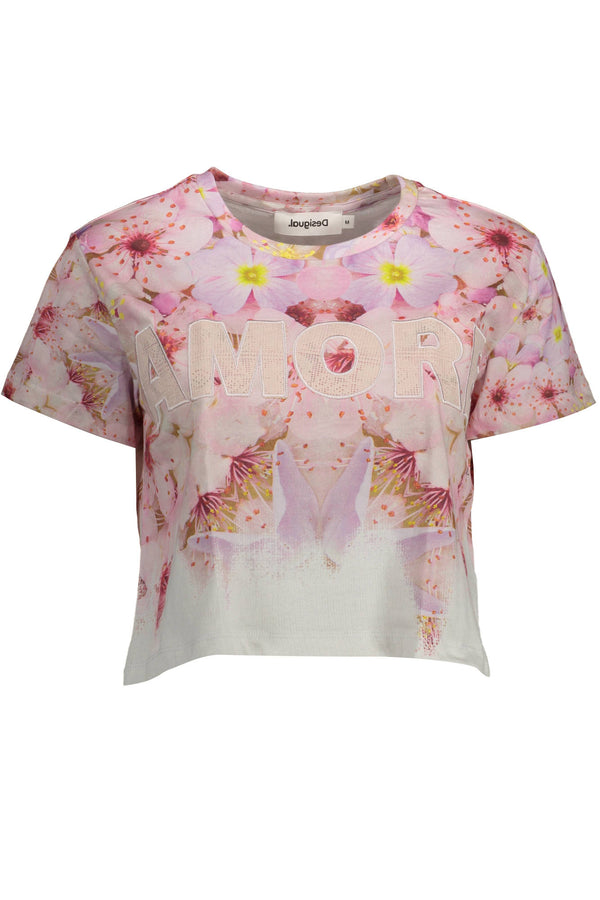 T-SHIRT MANGA CURTA FEMININA DESIGUAL ROSA