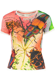 T-SHIRT EM ALGODÃO DESIGUAL MULHER VERMELHA