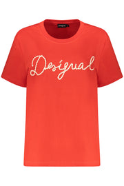 T-SHIRT EM ALGODÃO DESIGUAL MULHER VERMELHA