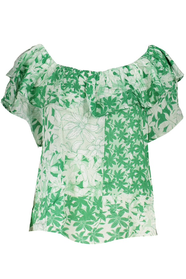 T-SHIRT DE MANGA CURTA FEMININA DESIGUAL VERDE