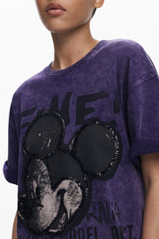 T-SHIRT EM ALGODÃO DESIGUAL MULHER ROXA