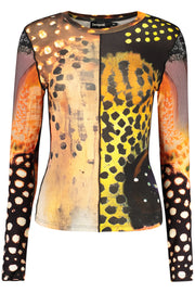 T-SHIRT COM LOGÓTIPO DESIGUAL MULHER LARANJA