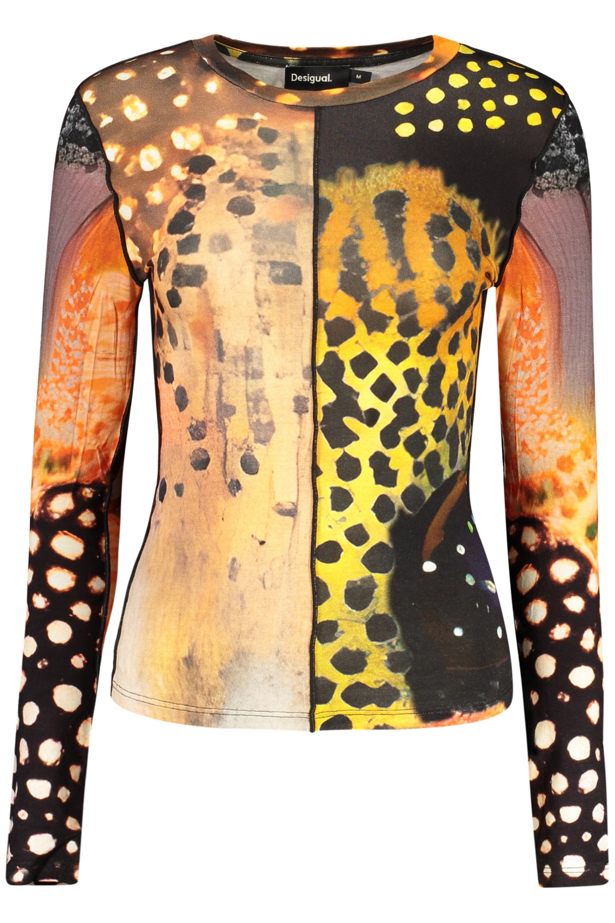 T-SHIRT COM LOGÓTIPO DESIGUAL MULHER LARANJA