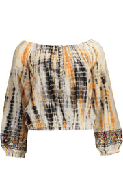 DESIGUAL WOMEN'S BEIGE LONG SLEEVE T-SHIRT