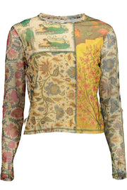 T-SHIRT DE MANGA COMPRIDA DE MULHER DESIGUAL BEGE