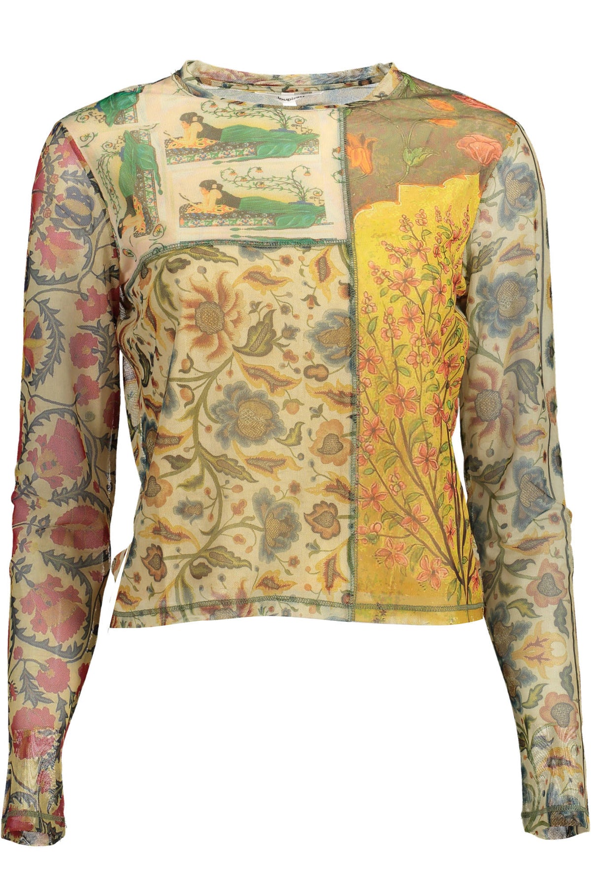 T-SHIRT DE MANGA COMPRIDA DE MULHER DESIGUAL BEGE