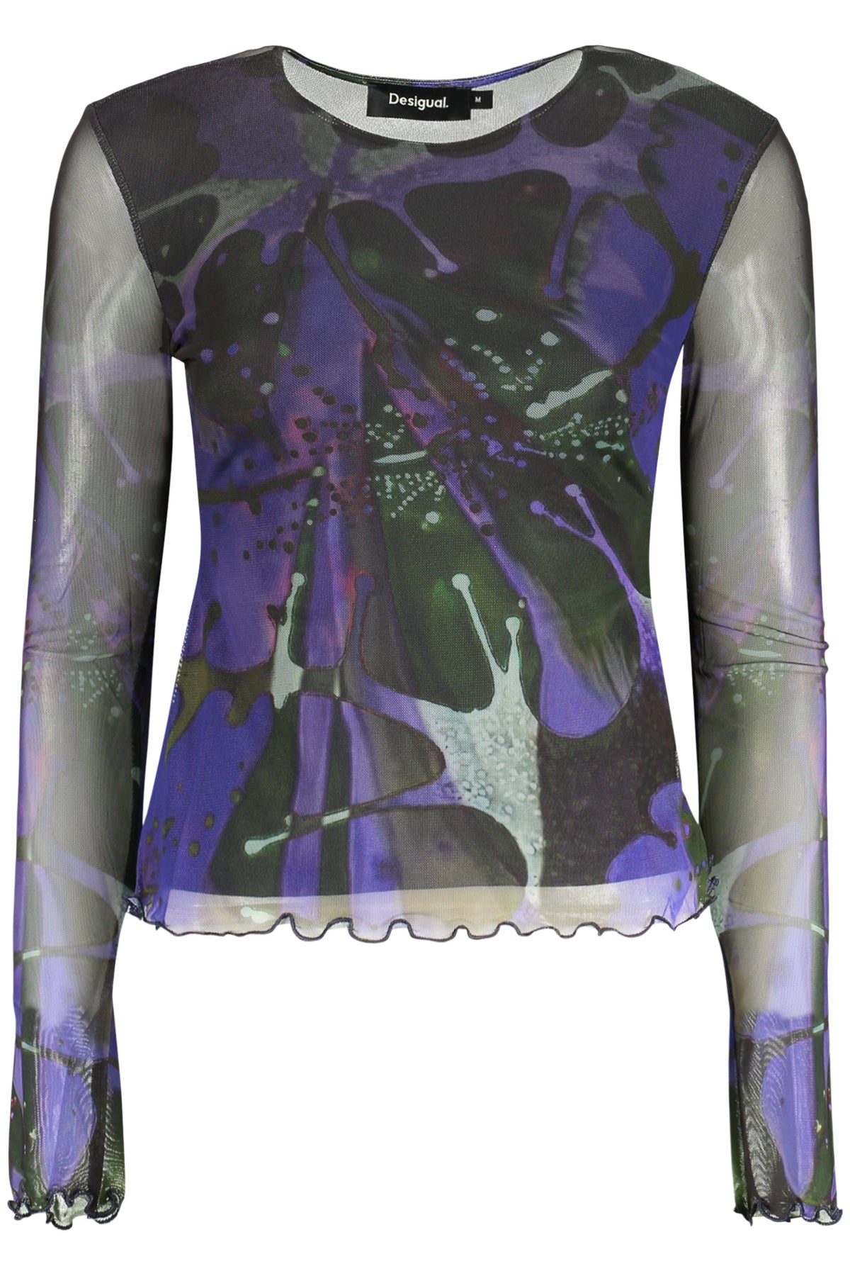 T-SHIRT COM LOGÓTIPO DESIGUAL MULHER AZUL