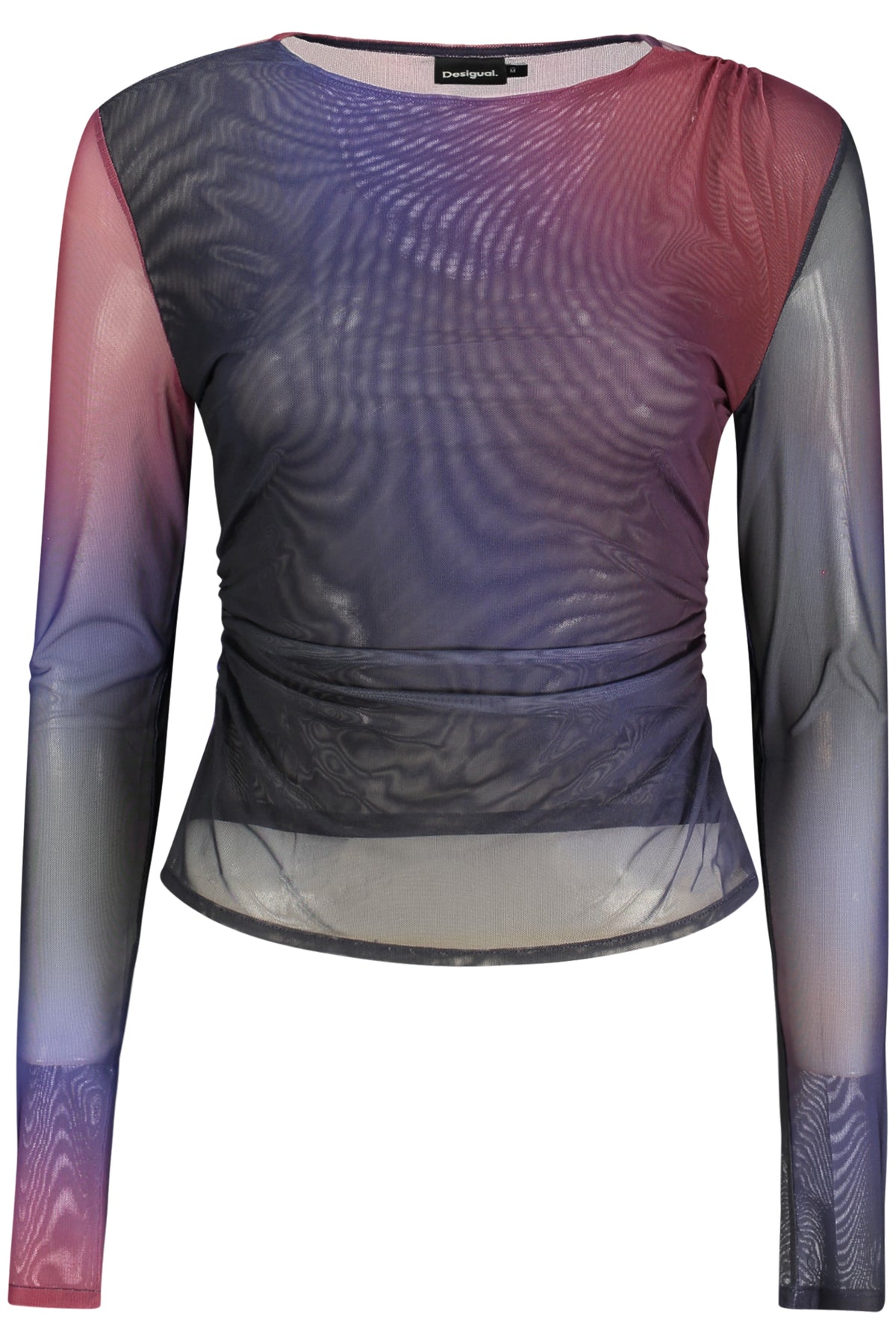 T-SHIRT COM LOGÓTIPO DESIGUAL MULHER AZUL