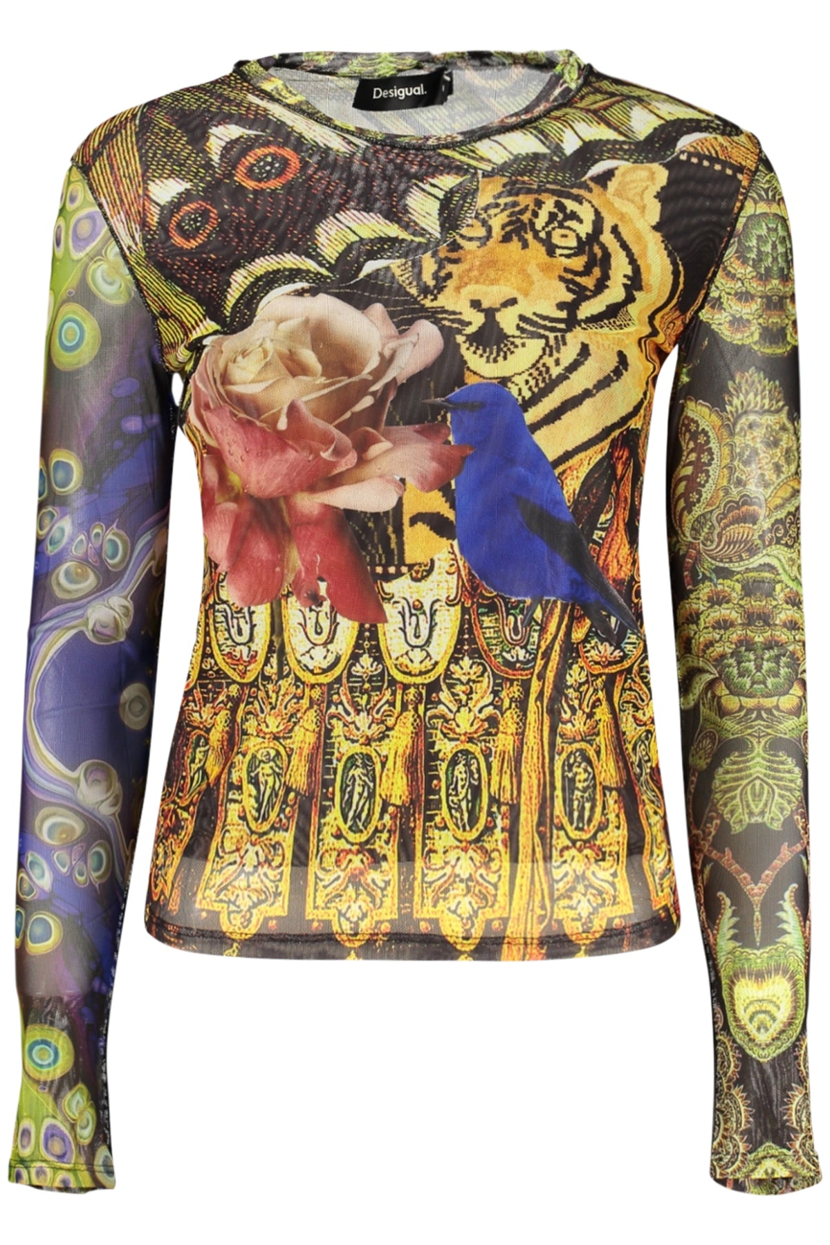 T-SHIRT COM LOGÓTIPO DESIGUAL MULHER AMARELA