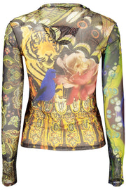 T-SHIRT COM LOGÓTIPO DESIGUAL MULHER AMARELA