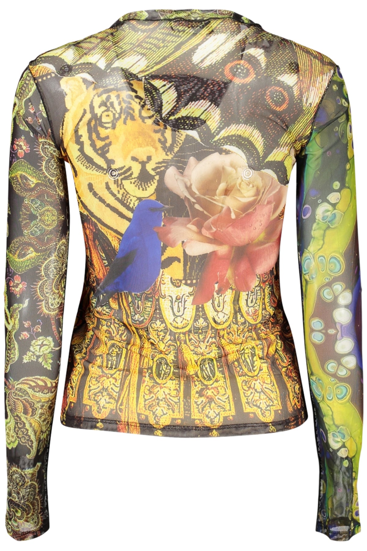 T-SHIRT COM LOGÓTIPO DESIGUAL MULHER AMARELA