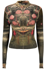 T-SHIRT COM LOGÓTIPO DESIGUAL MULHER PRETA