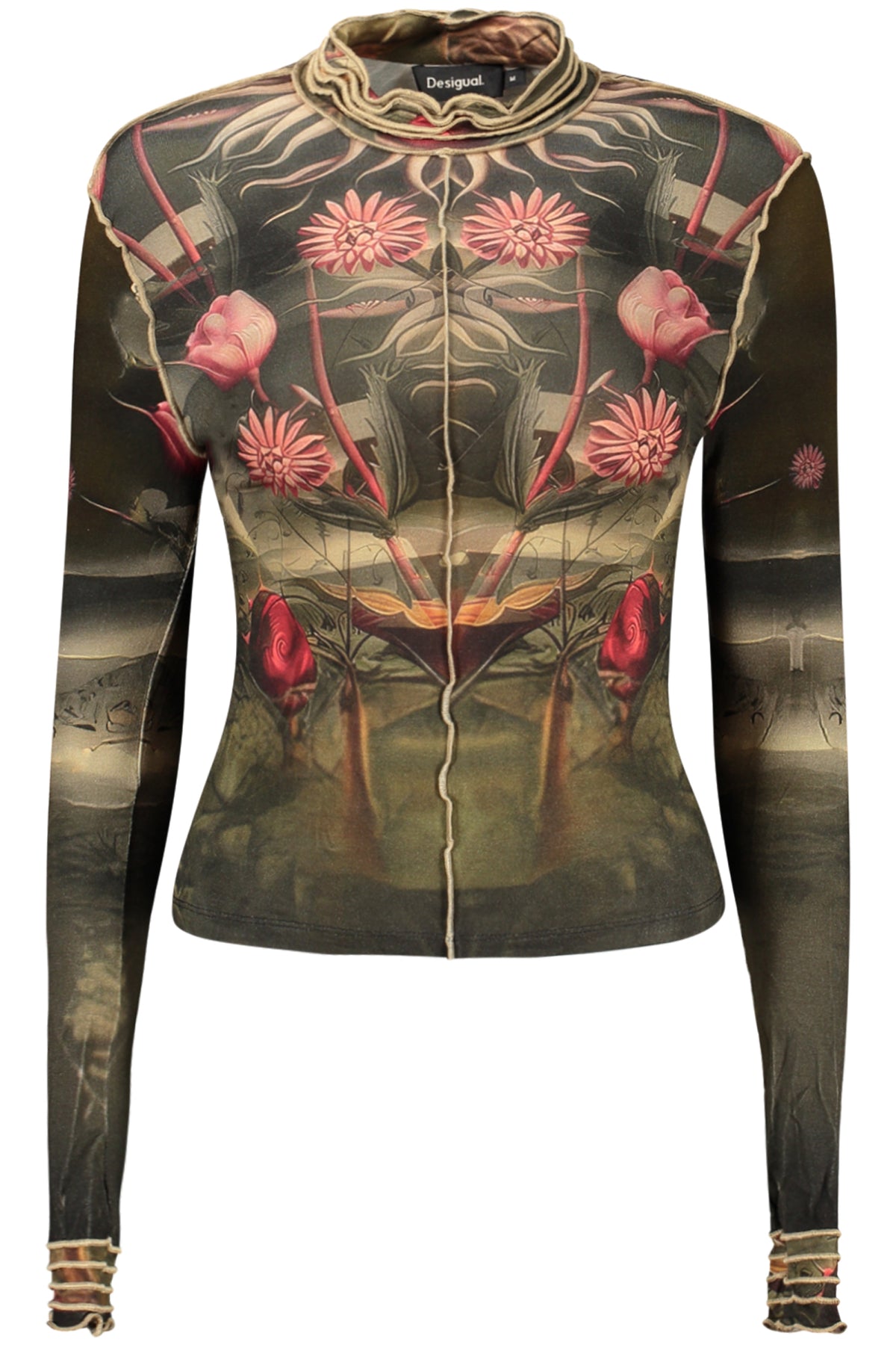 T-SHIRT COM LOGÓTIPO DESIGUAL MULHER PRETA