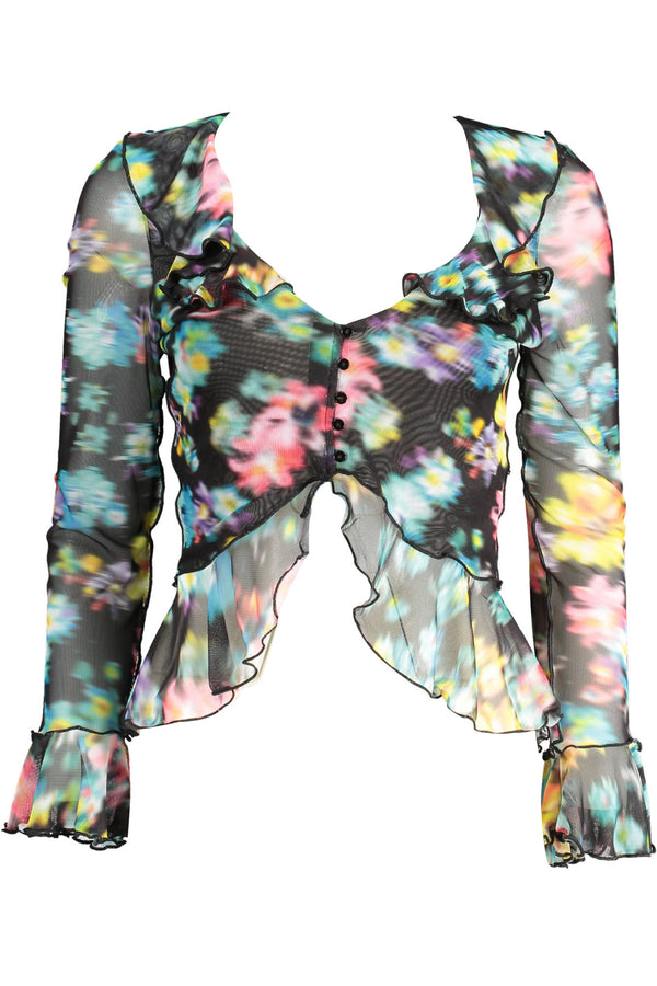 T-SHIRT DE MANGA COMPRIDA PARA MULHER PRETA DESIGUAL