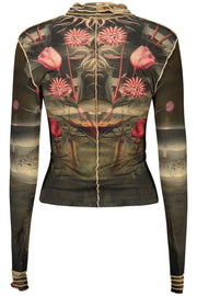 T-SHIRT COM LOGÓTIPO DESIGUAL MULHER PRETA