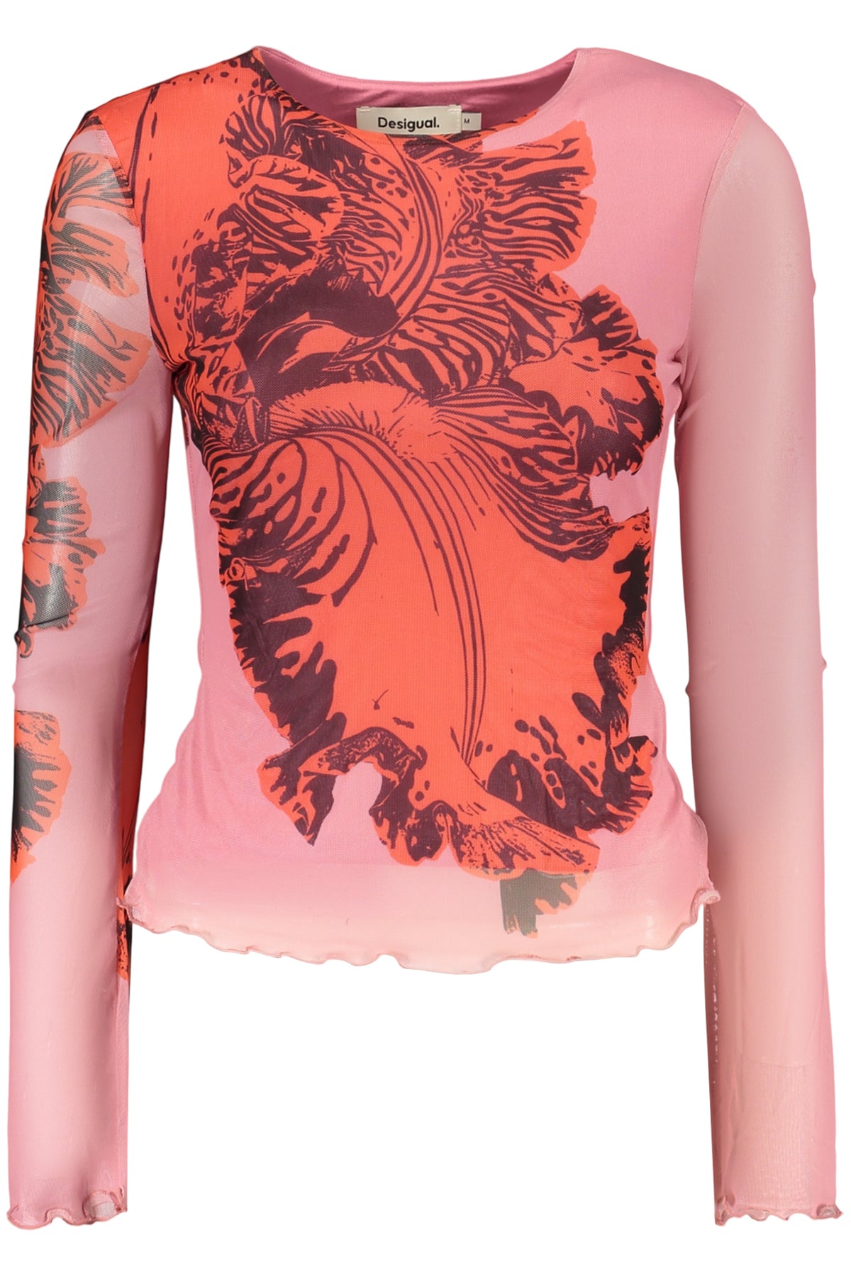 T-SHIRT COM ESTAMPADO DESIGUAL MULHER ROSA