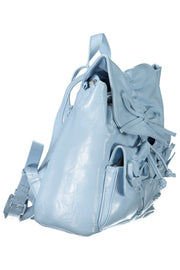 MOCHILA COM LOGÓTIPO DESIGUAL MULHER AZUL CLARO