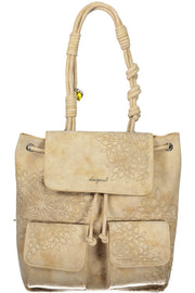 MOCHILA COM BORDADO DESIGUAL MULHER BEGE