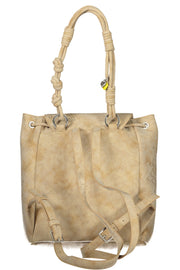 MOCHILA COM BORDADO DESIGUAL MULHER BEGE