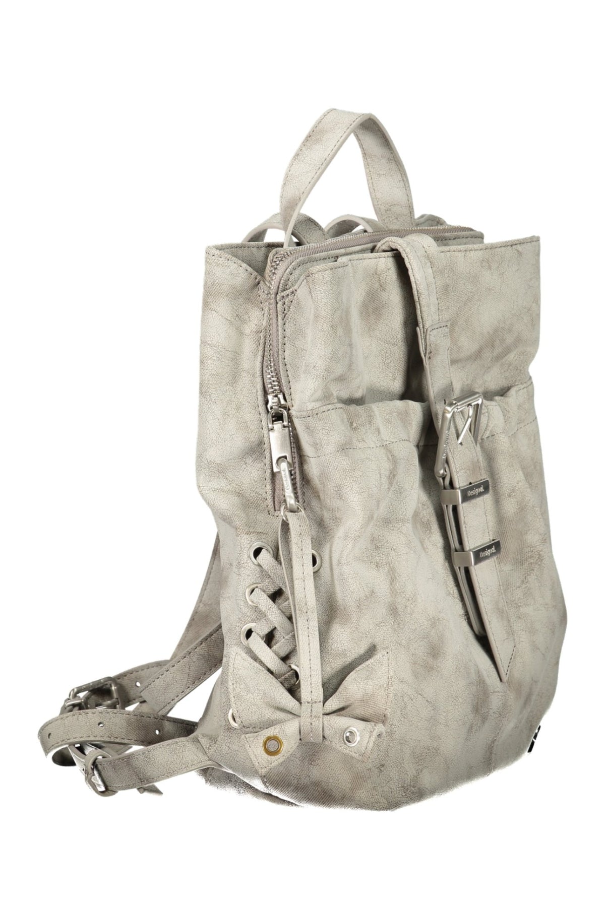 MOCHILA COM FECHO DESIGUAL MULHER CINZENTA