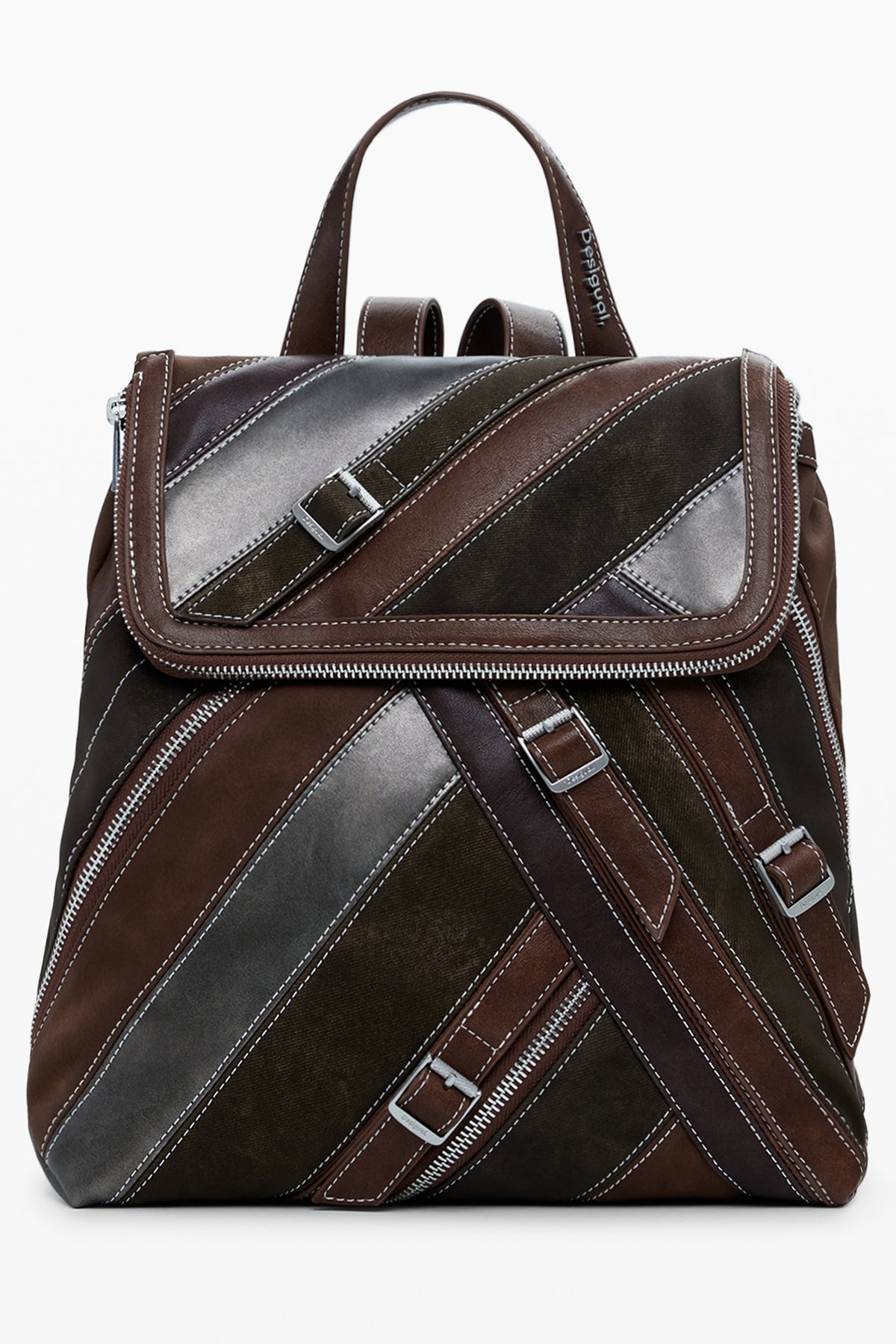 MOCHILA COM FECHO DESIGUAL MULHER CASTANHA