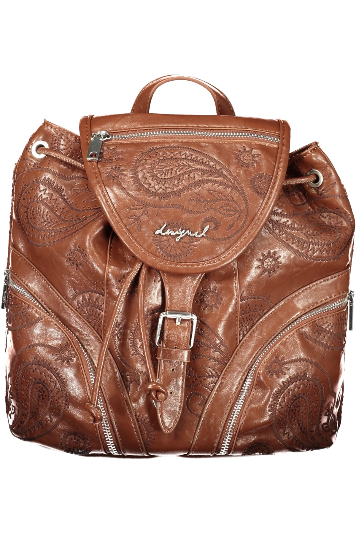 MOCHILA COM BORDADO DESIGUAL MULHER CASTANHA