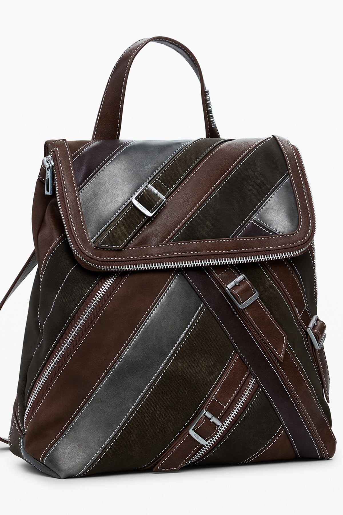 MOCHILA COM FECHO DESIGUAL MULHER CASTANHA
