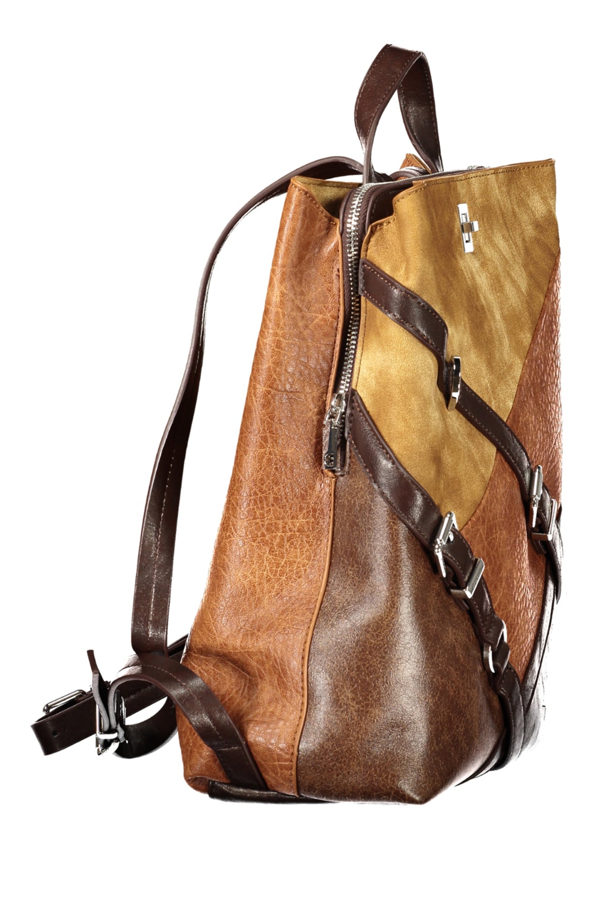 MOCHILA COM FECHO DESIGUAL MULHER CASTANHA