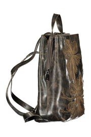 MOCHILA COM BORDADO DESIGUAL MULHER CASTANHA