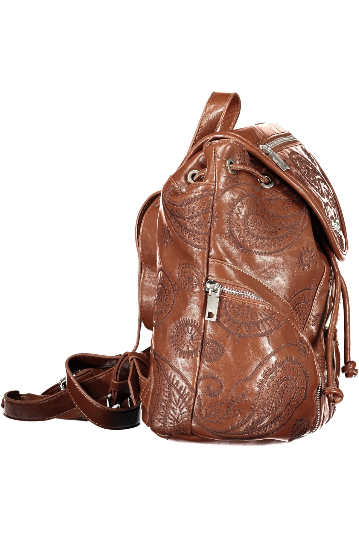 MOCHILA COM BORDADO DESIGUAL MULHER CASTANHA