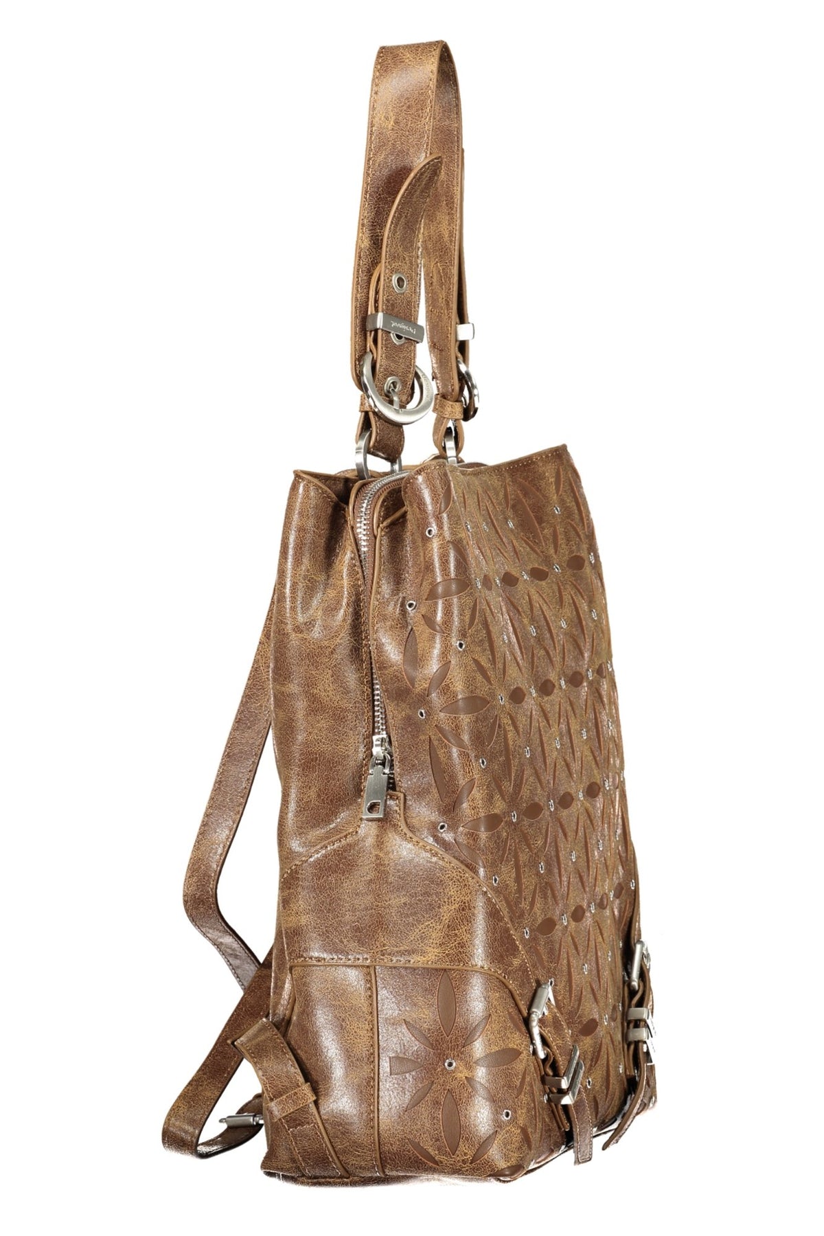 MOCHILA COM FECHO DESIGUAL MULHER CASTANHA