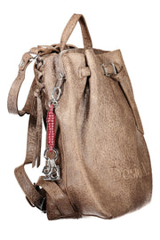 MOCHILA COM FECHO DESIGUAL MULHER CASTANHA