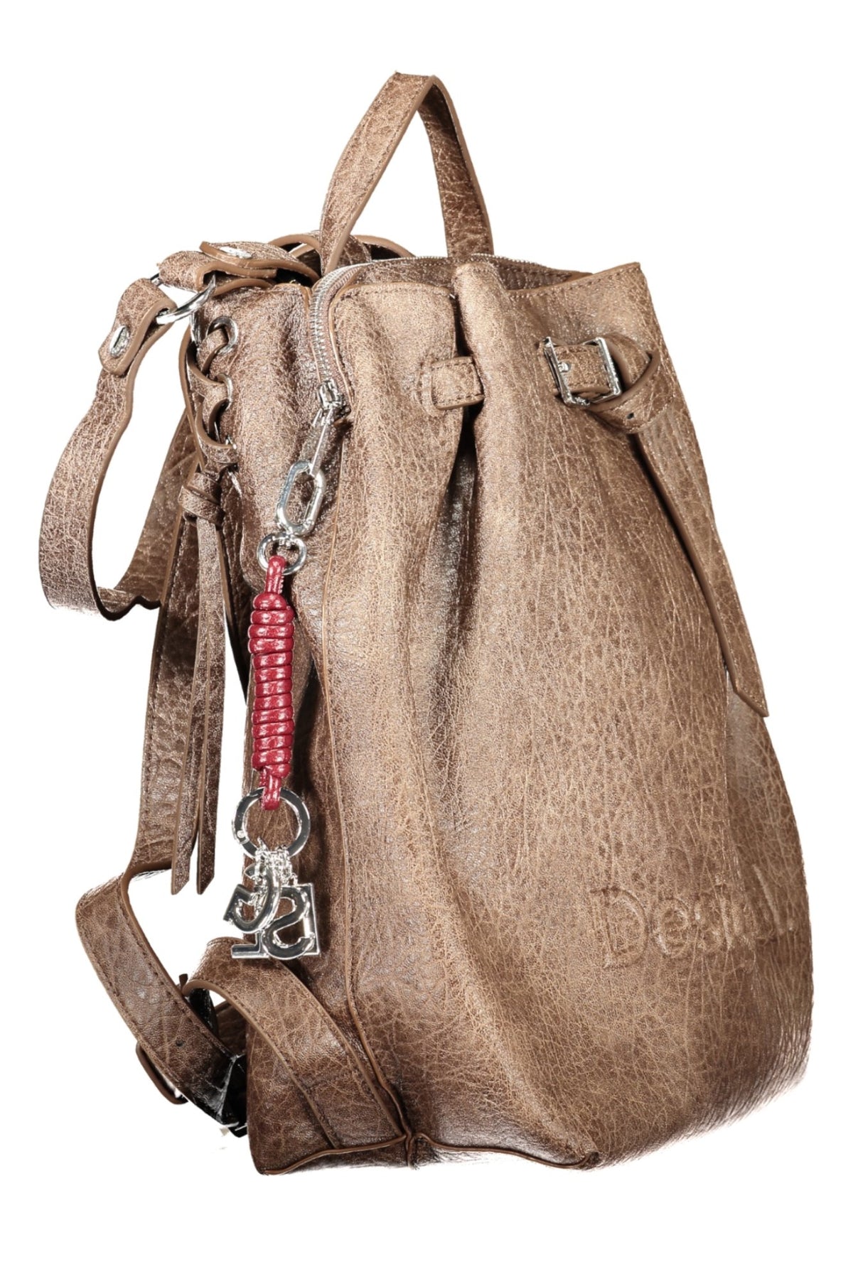 MOCHILA COM FECHO DESIGUAL MULHER CASTANHA
