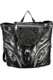 MOCHILA COM BORDADO DESIGUAL MULHER PRETA