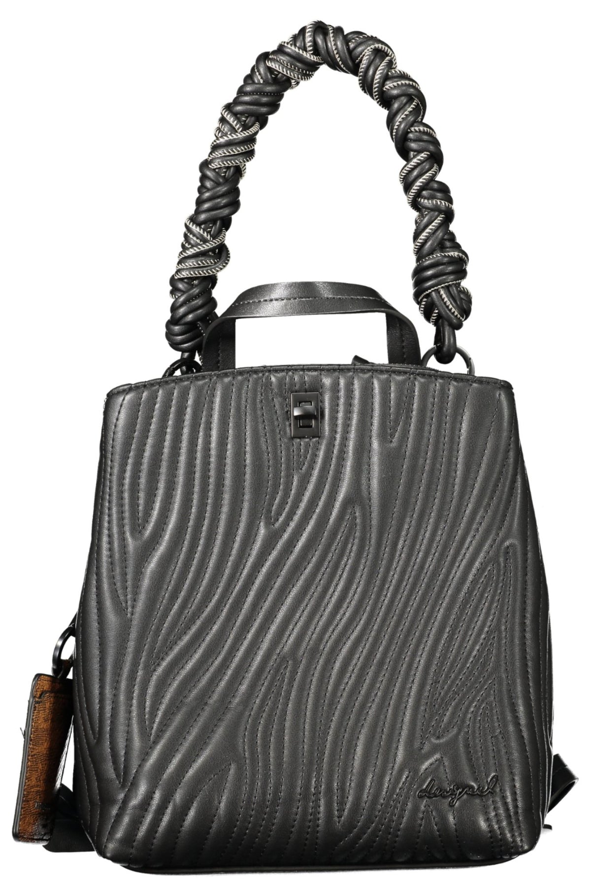 MOCHILA COM FECHO DESIGUAL MULHER PRETA