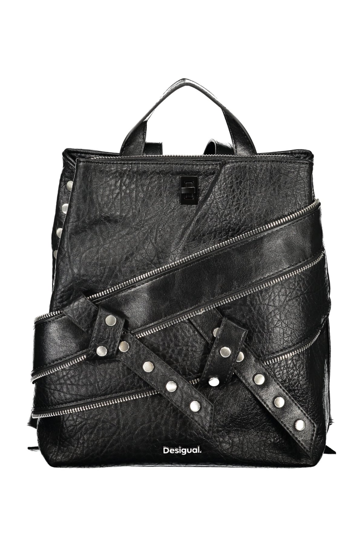 MOCHILA COM FECHO DESIGUAL MULHER PRETA