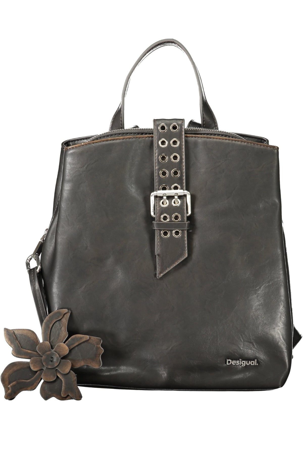 MOCHILA COM FECHO DESIGUAL MULHER PRETA