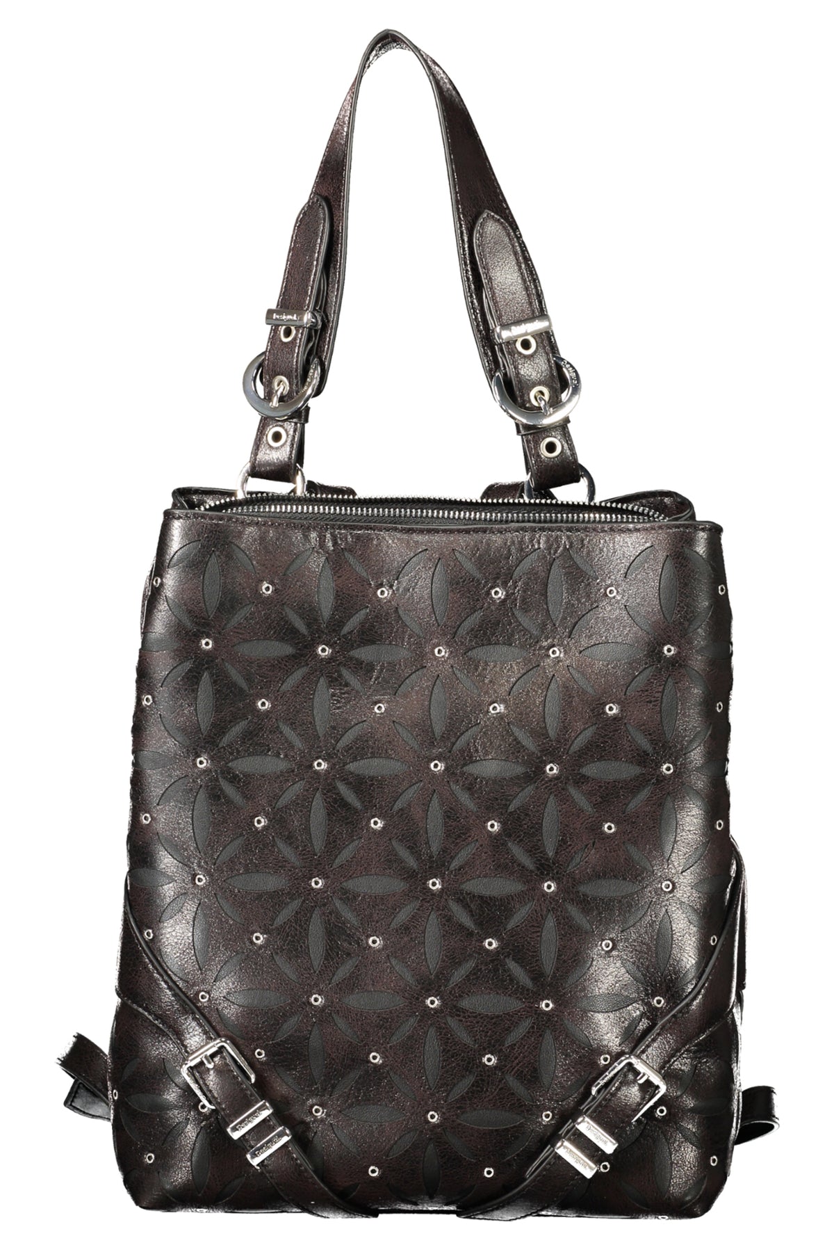 MOCHILA COM FECHO DESIGUAL MULHER PRETA