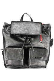 MOCHILA COM LOGÓTIPO DESIGUAL MULHER PRETA
