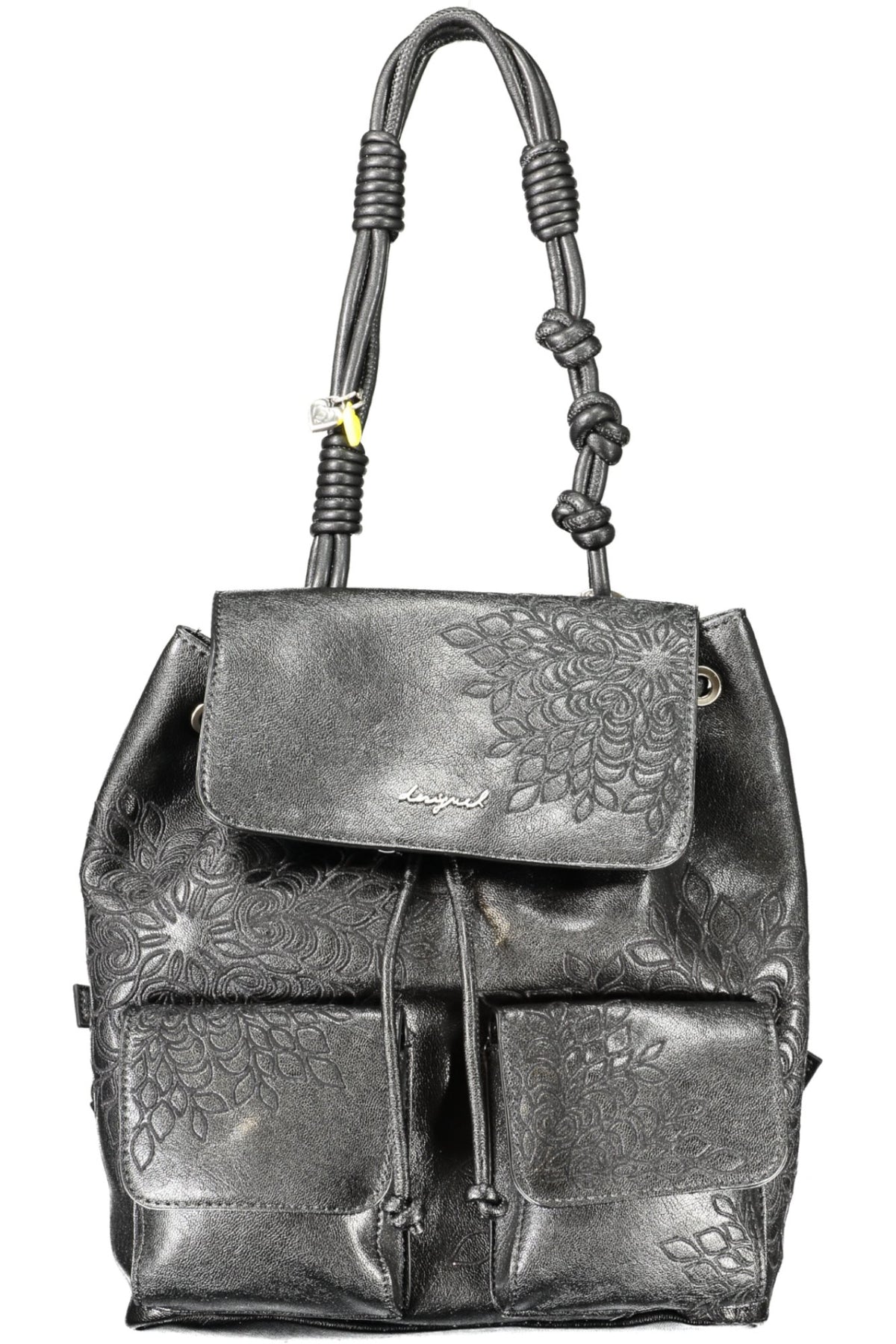 MOCHILA COM LOGÓTIPO DESIGUAL MULHER PRETA
