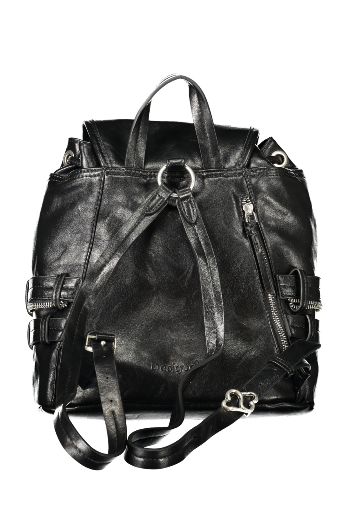 MOCHILA COM LOGÓTIPO DESIGUAL MULHER PRETA