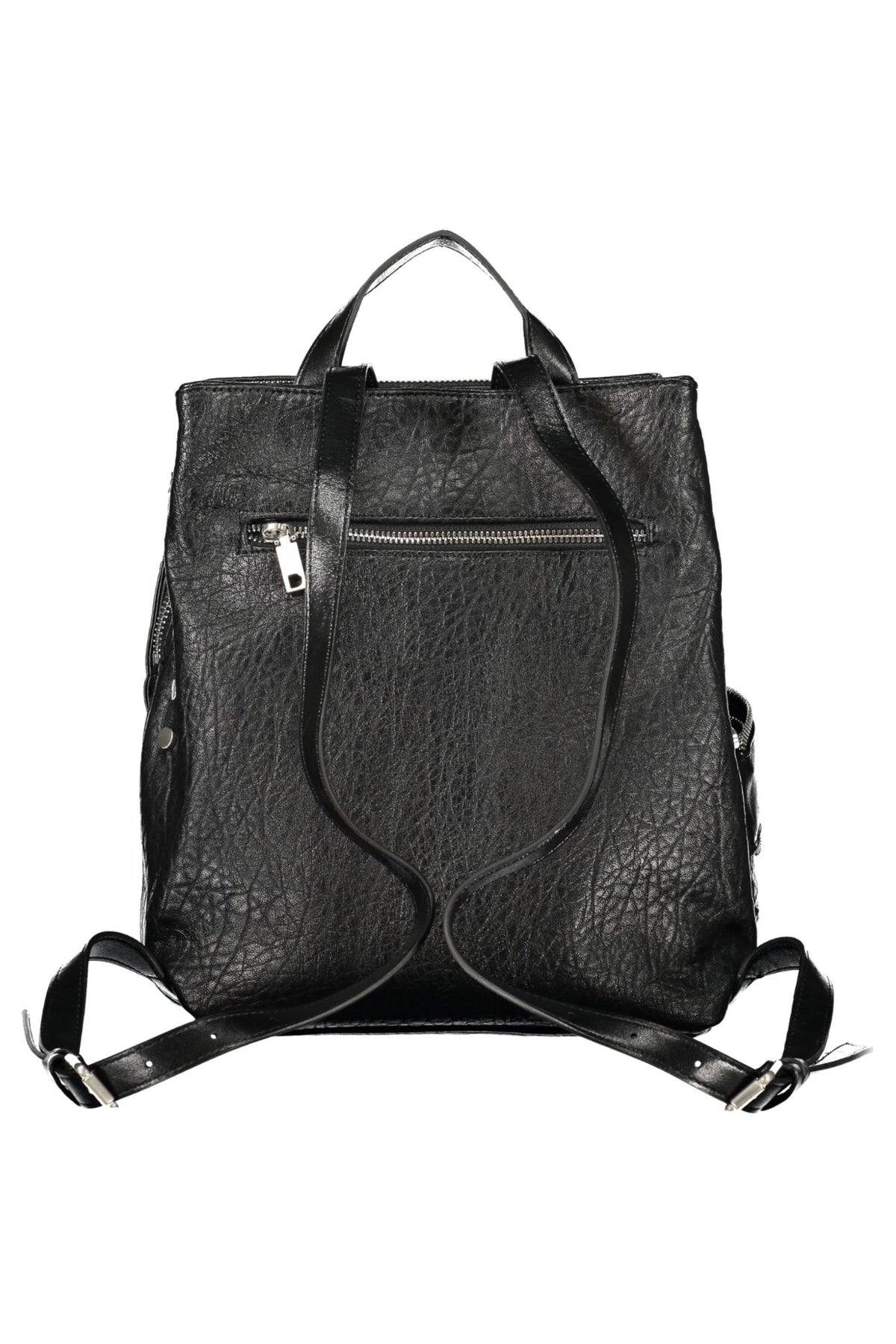 MOCHILA COM FECHO DESIGUAL MULHER PRETA