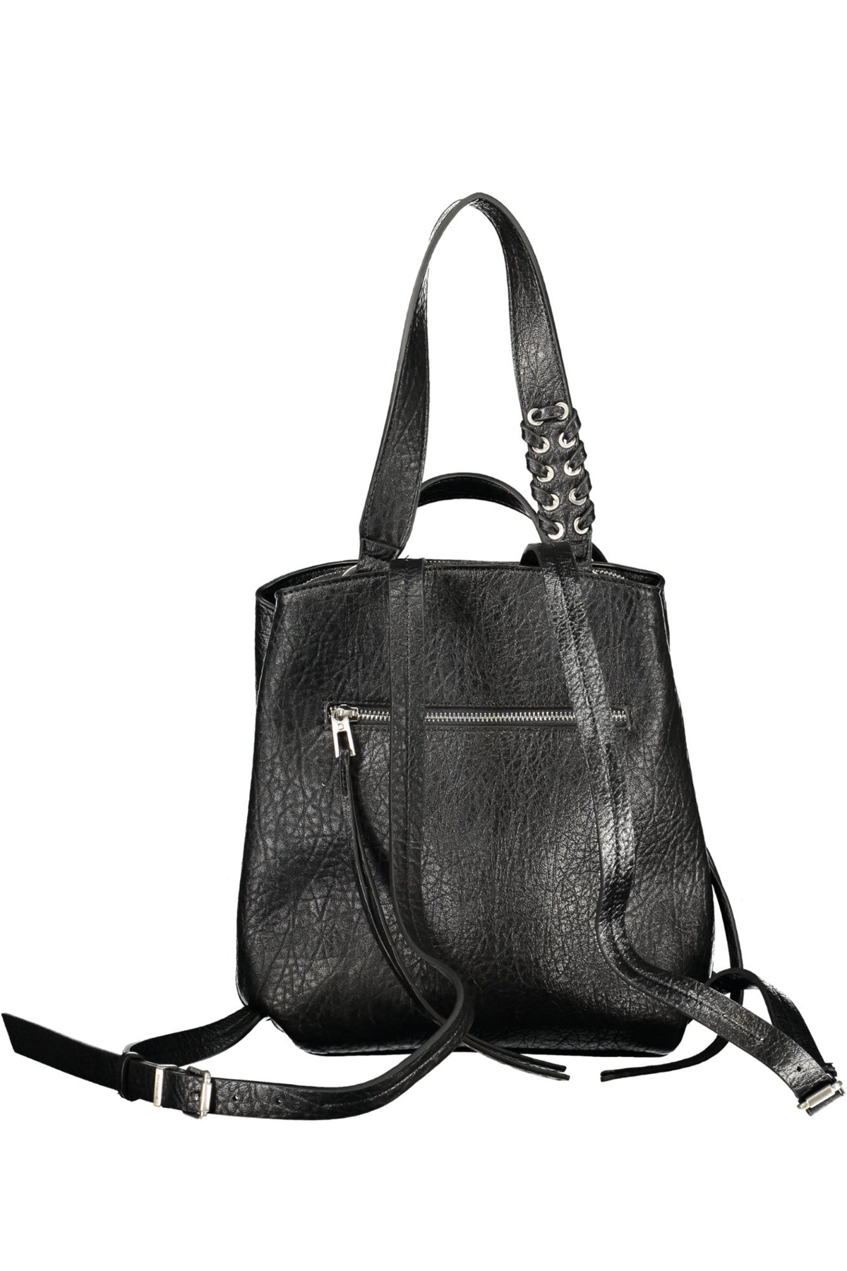 MOCHILA COM ESTAMPADO DESIGUAL MULHER PRETA